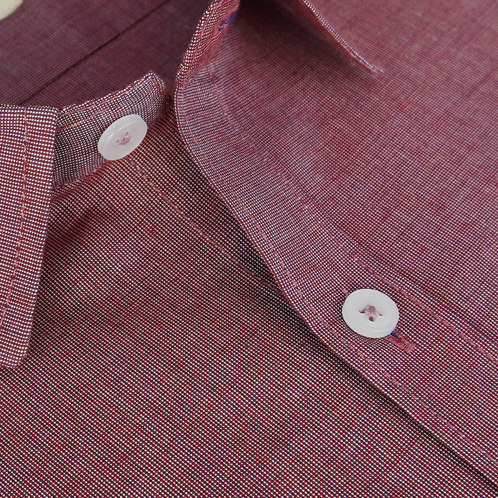 Men's 100% Cotton Plain Solid Half Sleeves Shirt (Burgundy) FSH303849_4