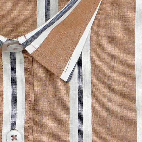Men's 100% Cotton Balance Striped Half Sleeves Regular Fit Formal Shirt (Brown) FSH303919_2