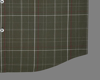 Men's 100% Cotton Grid Tattersall Checkered Half Sleeves Shirt (Olive) FSH304715_6