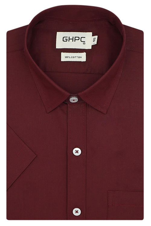 Men's 100% Cotton Plain Solid Half Sleeves Shirt (Maroon) FSH400104_1