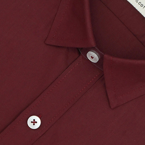 Men's 100% Cotton Plain Solid Half Sleeves Shirt (Maroon) FSH400104_3
