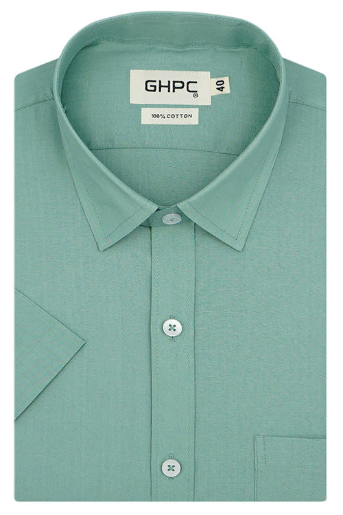 Men's 100% Cotton Plain Solid Half Sleeves Shirt (Sea Green) FSH400114_1