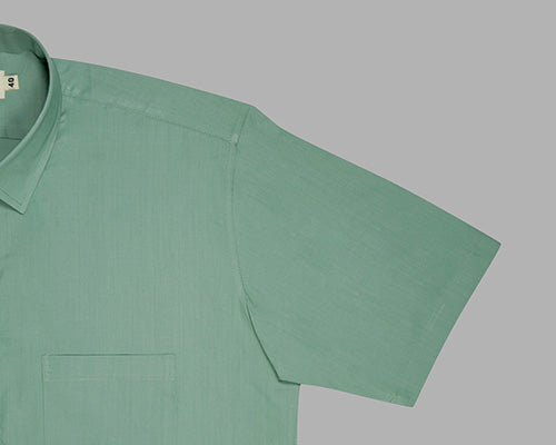 Men's 100% Cotton Plain Solid Half Sleeves Shirt (Sea Green) FSH400114_5