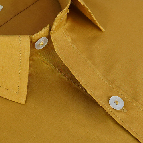 Men's 100% Cotton Plain Solid Half Sleeves Shirt (Mustard) FSH400129_4