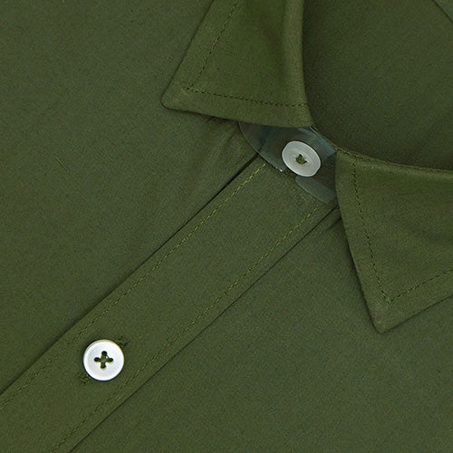 Men's 100% Cotton Plain Solid Half Sleeves Shirt (Olive Green) FSH400140_3