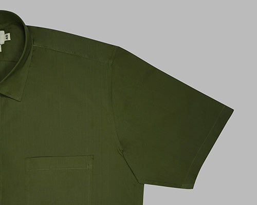 Men's 100% Cotton Plain Solid Half Sleeves Shirt (Olive Green) FSH400140_5