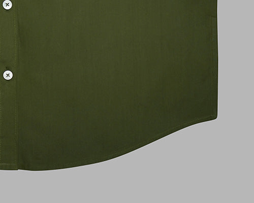 Men's 100% Cotton Plain Solid Half Sleeves Shirt (Olive Green) FSH400140_6