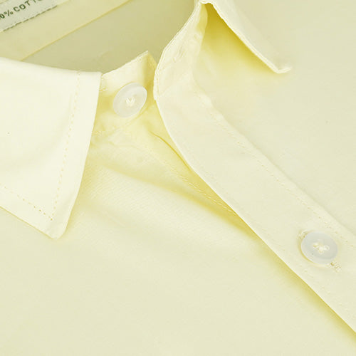Men's 100% Cotton Plain Solid Half Sleeves Shirt (Light Yellow) FSH400158_4