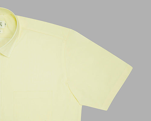Men's 100% Cotton Plain Solid Half Sleeves Shirt (Light Yellow) FSH400158_5