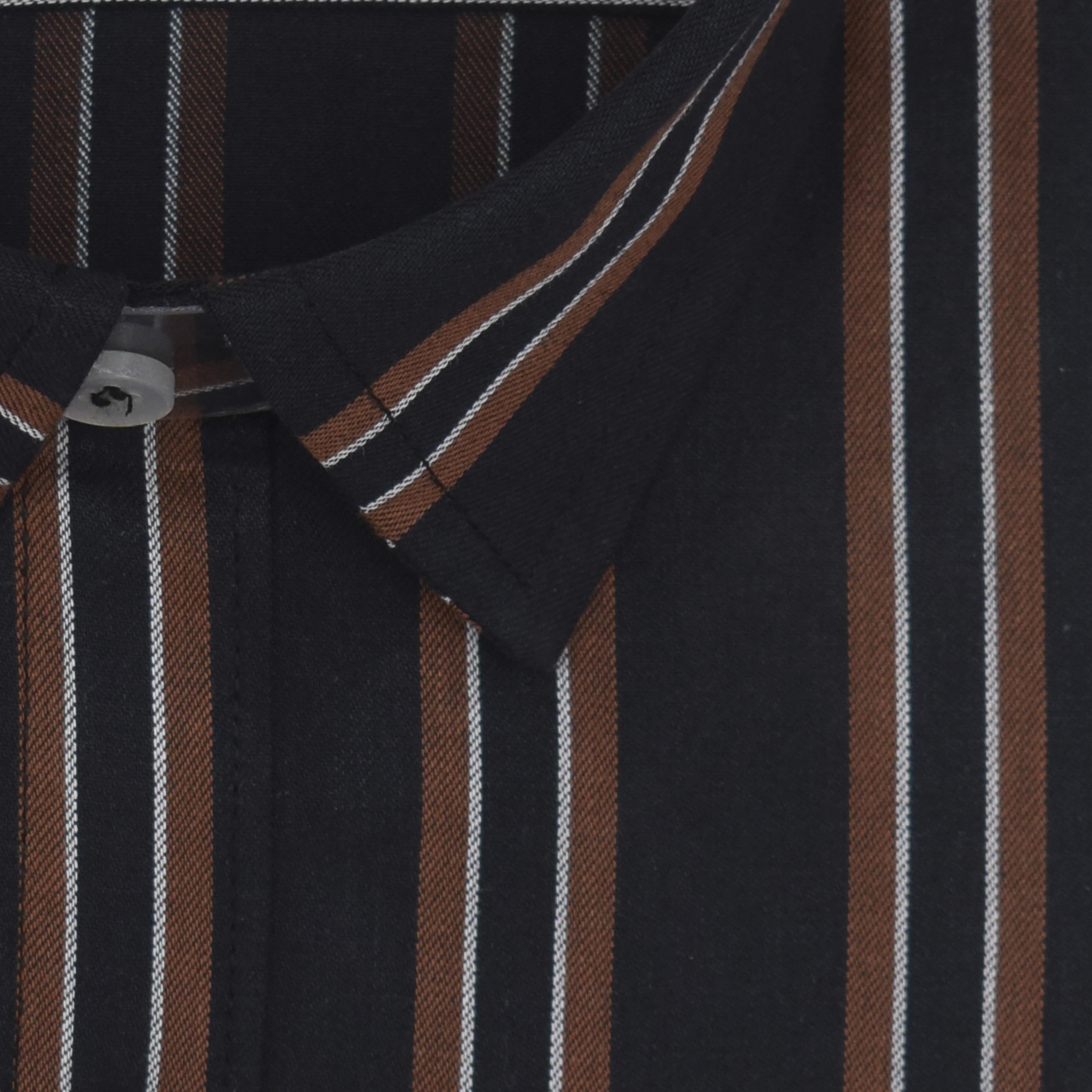 Men's 100% Cotton Balance Striped Half Sleeves Shirt (Black) FSH402802_2
