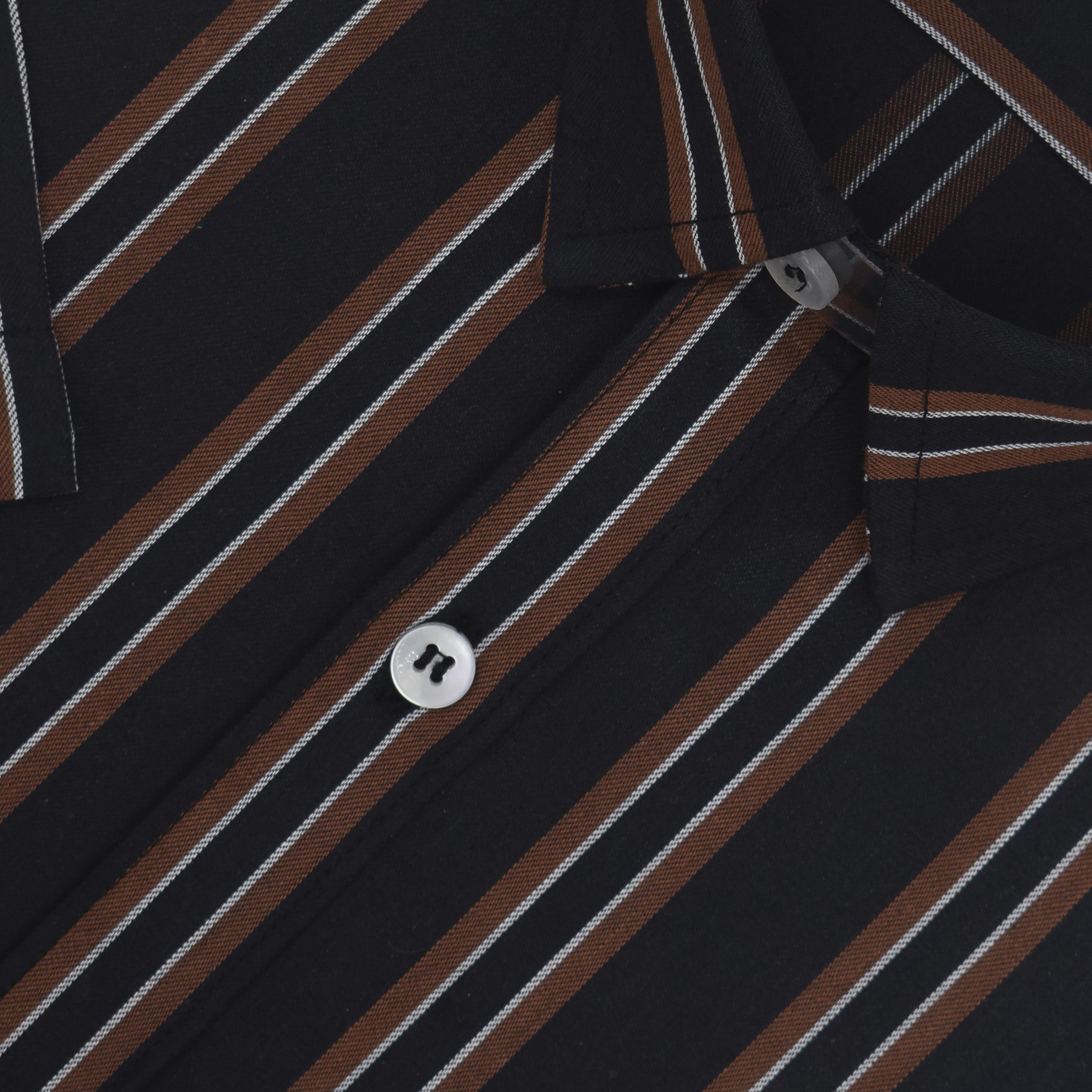 Men's 100% Cotton Balance Striped Half Sleeves Shirt (Black) FSH402802_3