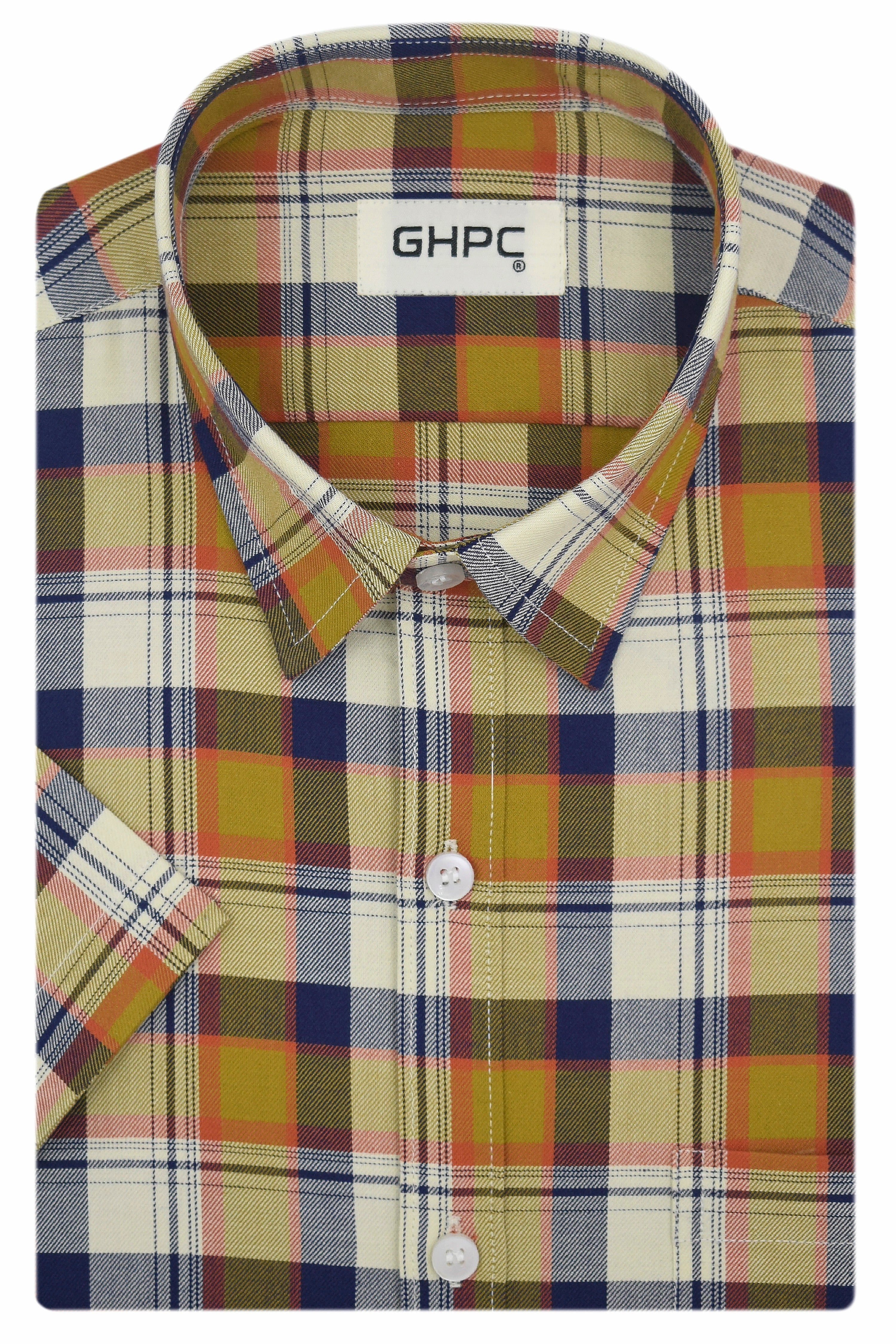 Men's 100% Cotton Windowpane Checkered Half Sleeves Shirt (Multicolor) FSH404253_1