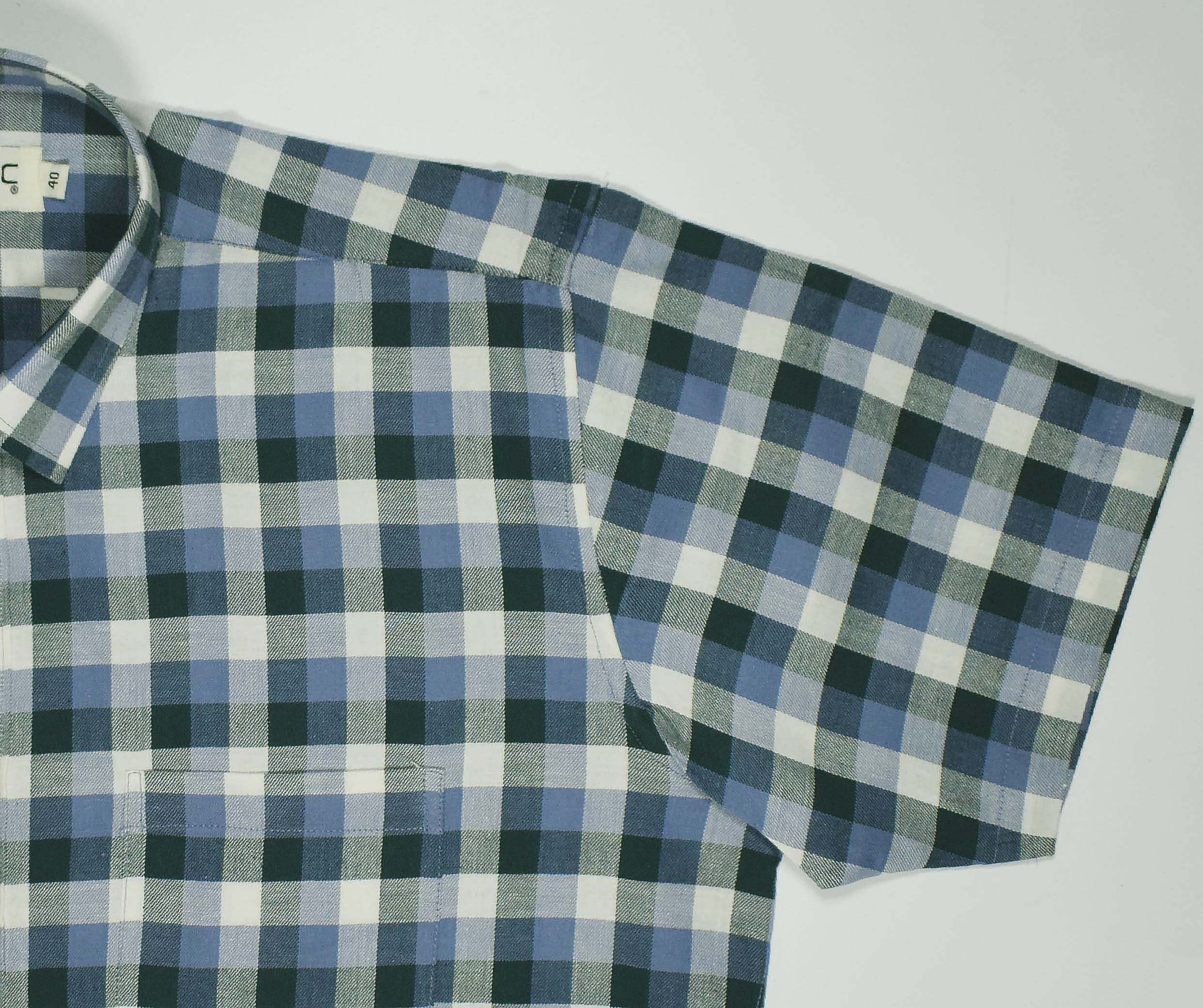 Men's 100% Cotton Gingham Checkered Half Sleeves Shirt (Multicolor) FSH503753_5