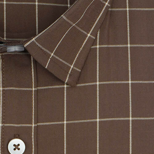 Men's 100% Cotton Graph Checkered Half Sleeves Shirt (Brown) FSH506619_2