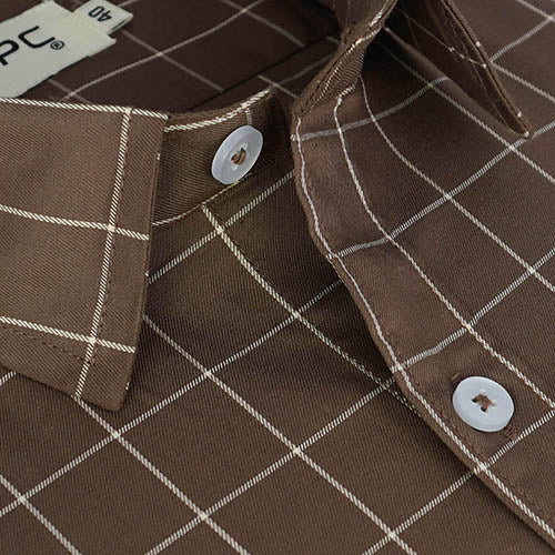 Men's 100% Cotton Graph Checkered Half Sleeves Shirt (Brown) FSH506619_4