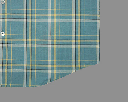 Men's 100% Cotton Tartan Checkered Half Sleeves Shirt (Blue) FSH507447_6
