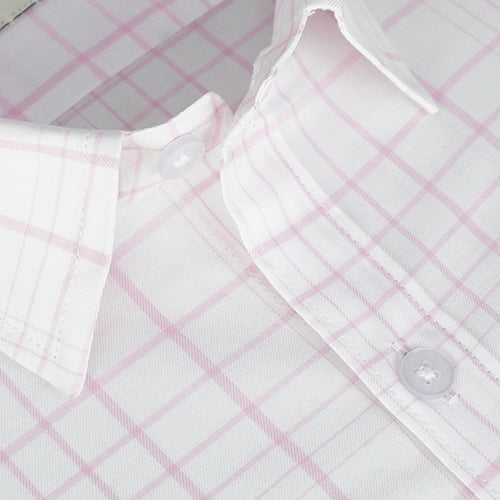 Men's 100% Cotton Grid Tattersall Checkered Half Sleeves Shirt (White) FSH507601_4