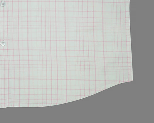 Men's 100% Cotton Grid Tattersall Checkered Half Sleeves Shirt (White) FSH507601_6