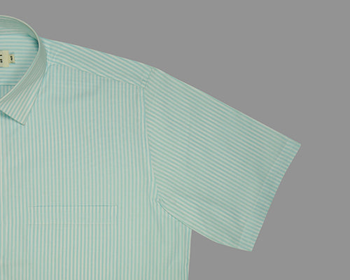 Men's 100% Cotton Candy Stripes Half Sleeves Shirt (Aqua) FSH508036_5