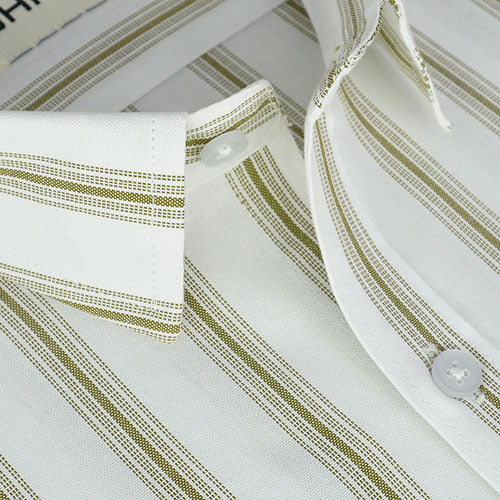 Men's 100% Cotton Balance Striped Half Sleeves Shirt (White) FSH508201_4