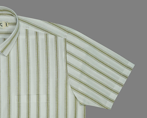 Men's 100% Cotton Balance Striped Half Sleeves Shirt (White) FSH508201_5