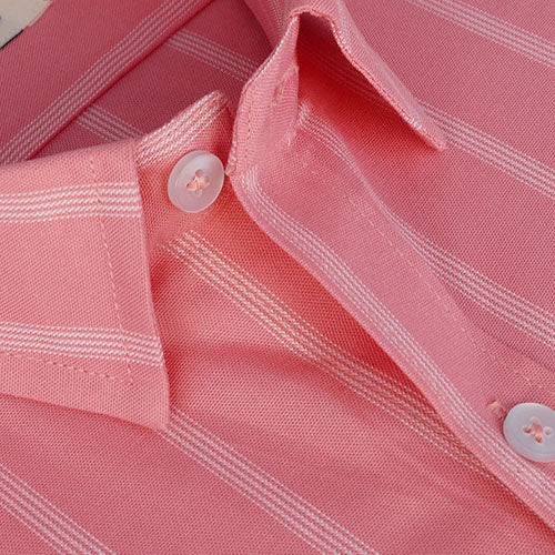 Men's 100% Cotton Balance Striped Half Sleeves Shirt (Pink) FSH508211_4