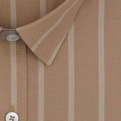 Men's 100% Cotton Balance Striped Half Sleeves Shirt (Brown) FSH508219_2