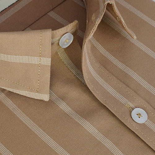 Men's 100% Cotton Balance Striped Half Sleeves Shirt (Brown) FSH508219_4
