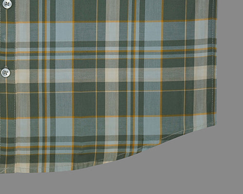 Men's 100% Cotton Plaid Checkered Half Sleeves Shirt (Olive) FSH509115_6