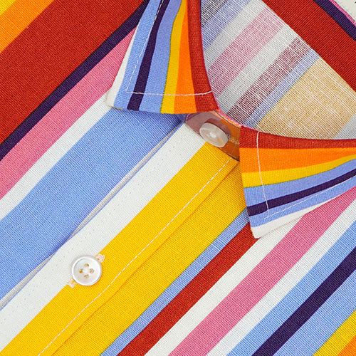 Men's 100% Cotton Roman Striped Half Sleeves Shirt (Multicolor) FSH509453_3