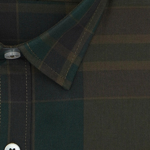 Men's 100% Cotton Tartan Checkered Half Sleeves Shirt (Green) FSH509618_2