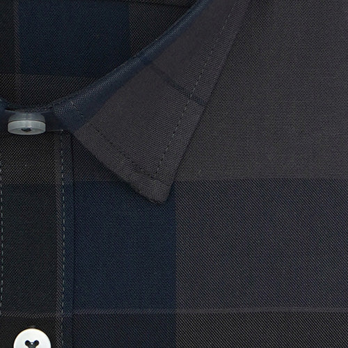 Men's 100% Cotton Tartan Checkered Half Sleeves Shirt (Blue) FSH509647_2