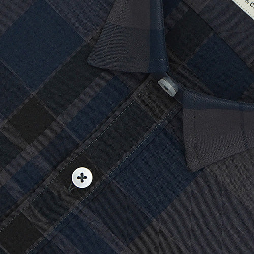 Men's 100% Cotton Tartan Checkered Half Sleeves Shirt (Blue) FSH509647_3