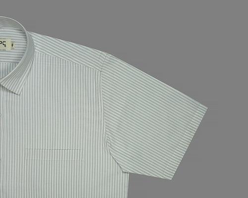 Men's 100% Cotton Candy Stripes Half Sleeves Shirt (Grey)