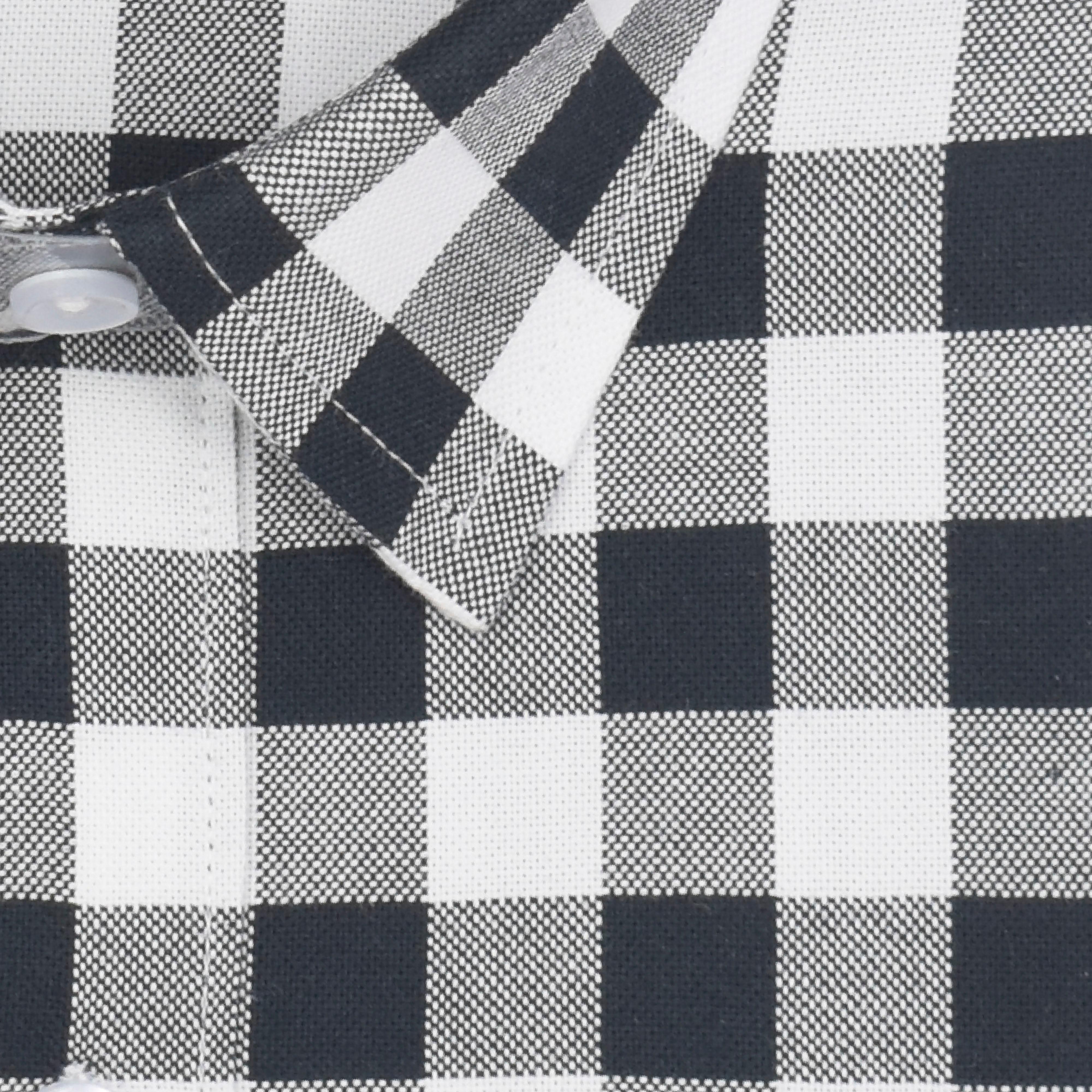 Men's 100% Cotton Gingham Checkered Half Sleeves Shirt (Black)