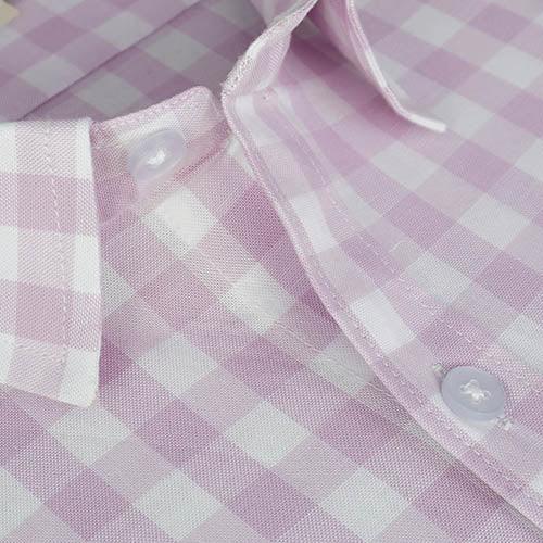 Men's 100% Cotton Gingham Checkered Half Sleeves Shirt (Lilac)