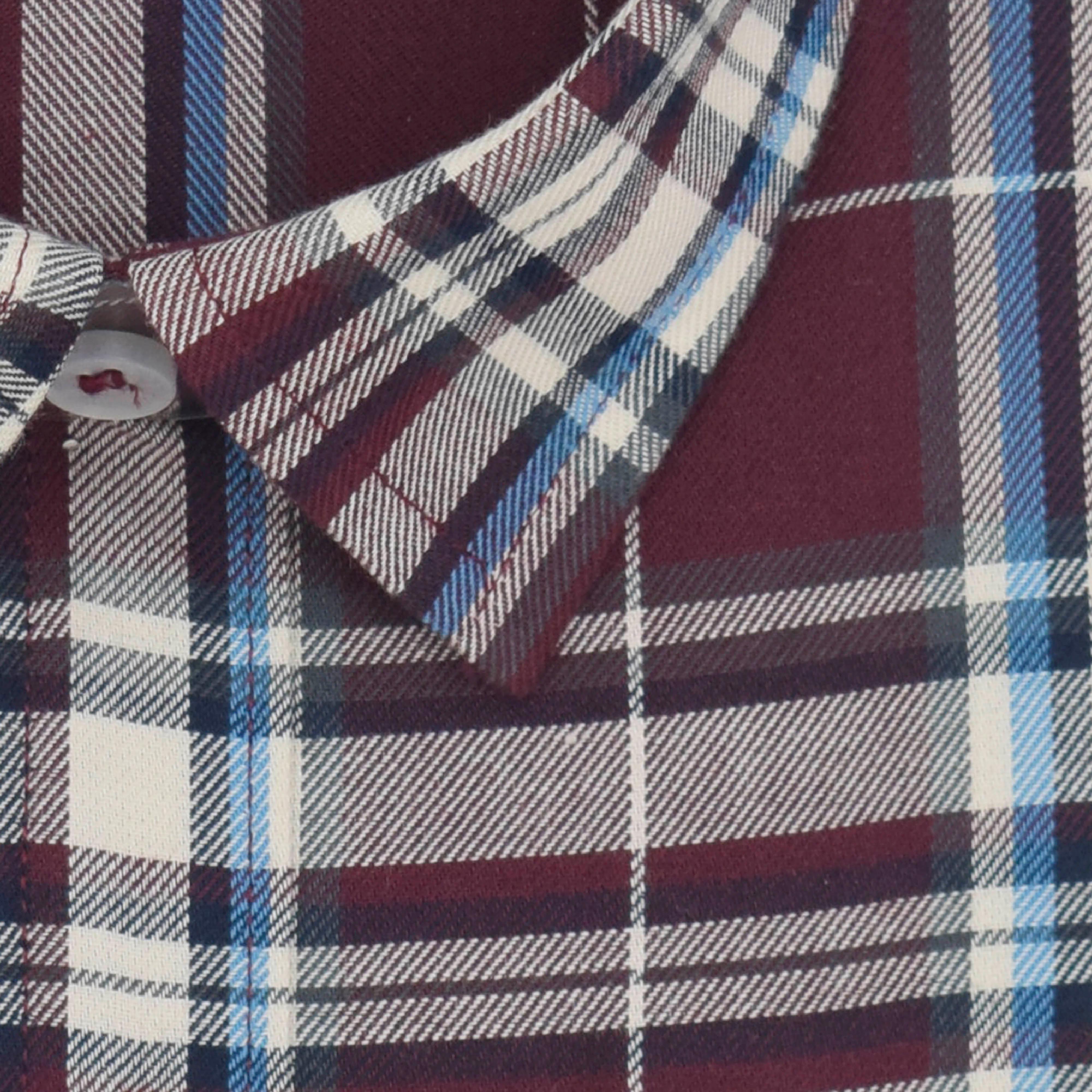 Men's 100% Cotton Madras Checkered Half Sleeves Shirt (Maroon)