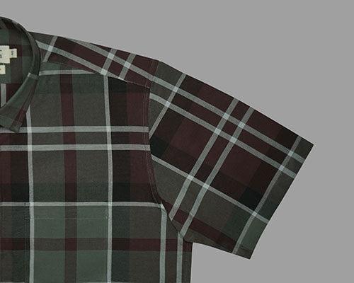 Men's 100% Cotton Plaid Checkered Half Sleeves Shirt (Multicolor)