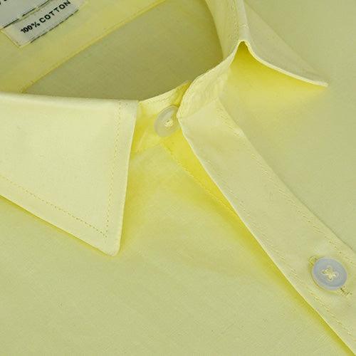 Men's 100% Cotton Plain Solid Half Sleeves Shirt (Lemon)