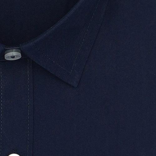 Men's 100% Cotton Plain Solid Half Sleeves Shirt (Metallic Blue)