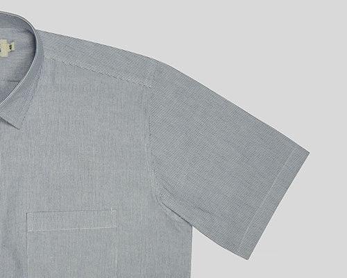 Men's 100% Cotton Self Design Half Sleeves Shirt (Blue)