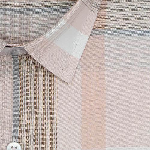 Men's 100% Cotton Tartan Checkered Half Sleeves Shirt (Peach)