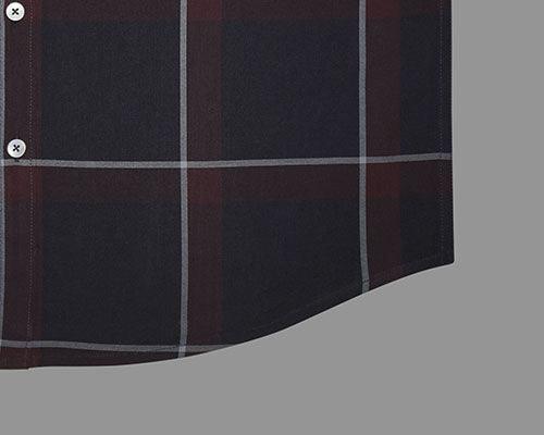 Men's 100% Cotton Windowpane Checkered Half Sleeves Shirt (Coke)