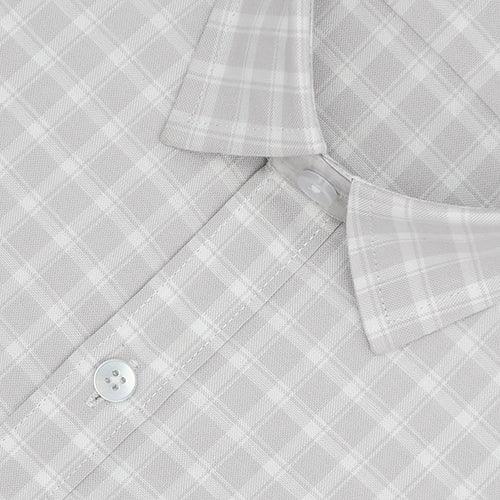 Men's 100% Cotton Windowpane Checkered Half Sleeves Shirt (Light Brown)