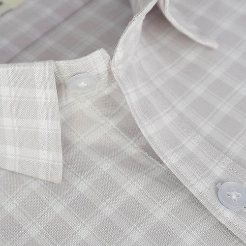 Men's 100% Cotton Windowpane Checkered Half Sleeves Shirt (Light Brown)