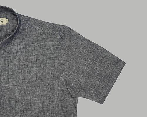 Men's 100% Linen Plain Solid Half Sleeves Regular Fit Formal Shirt (Navy)